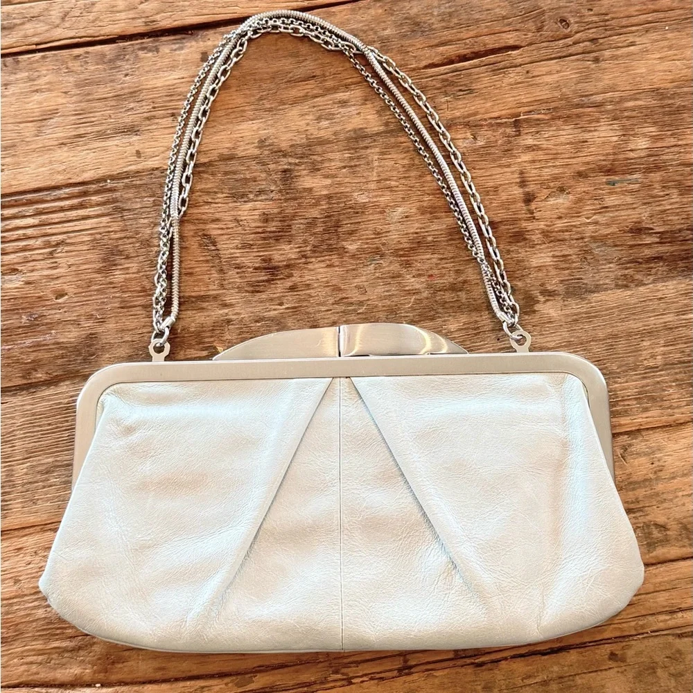 HOBO Hayward Clutch Purse in Pearlized Whisper Blue